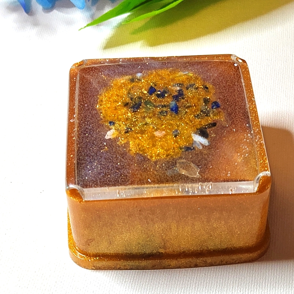 Handmade Gold and Blue Trinket Box